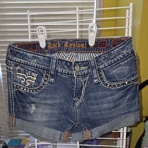 Rock Revival Distressed Blue Jean Shorts